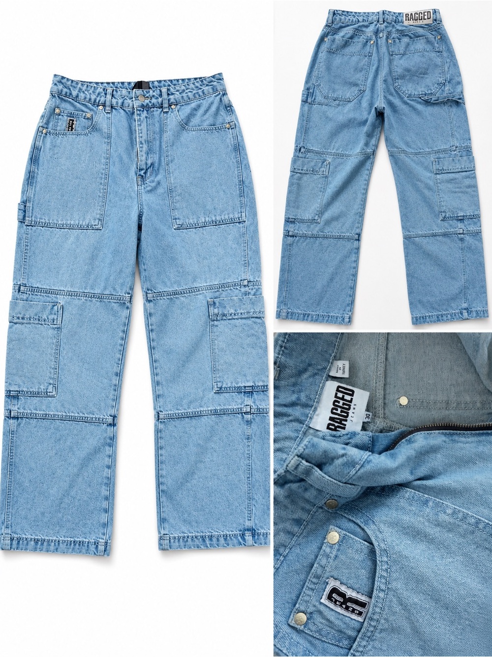 Ragged Light Blue Utility Jeans for Women 30 like new